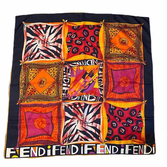 Fendi Accessories - FENDI | Authentic Multicolor Logo Large Silk Scarf